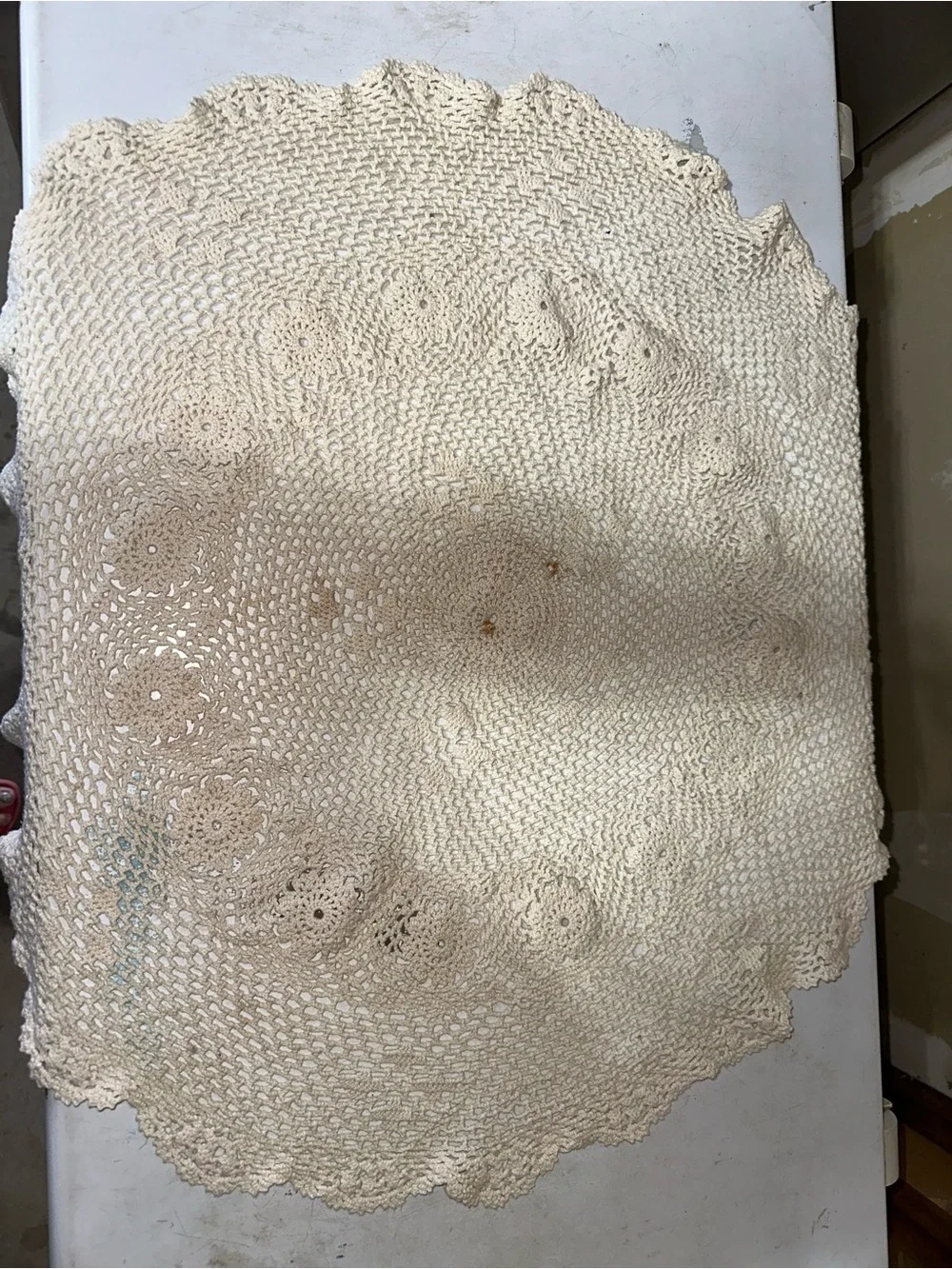 Vintage Handmade Cream Cotton Crocheted Doily